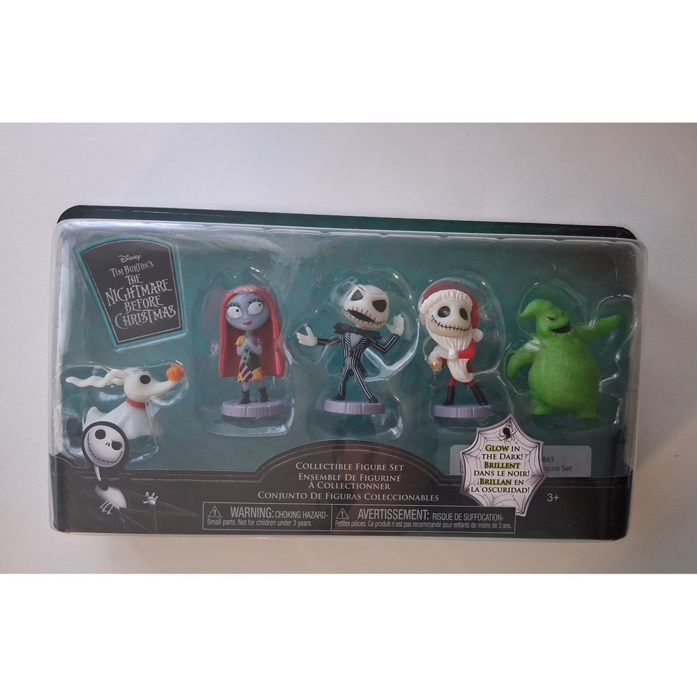 Disney Tim Burton Nightmare Before Christmas Glow in Dark Mini Figure Set 5 pc